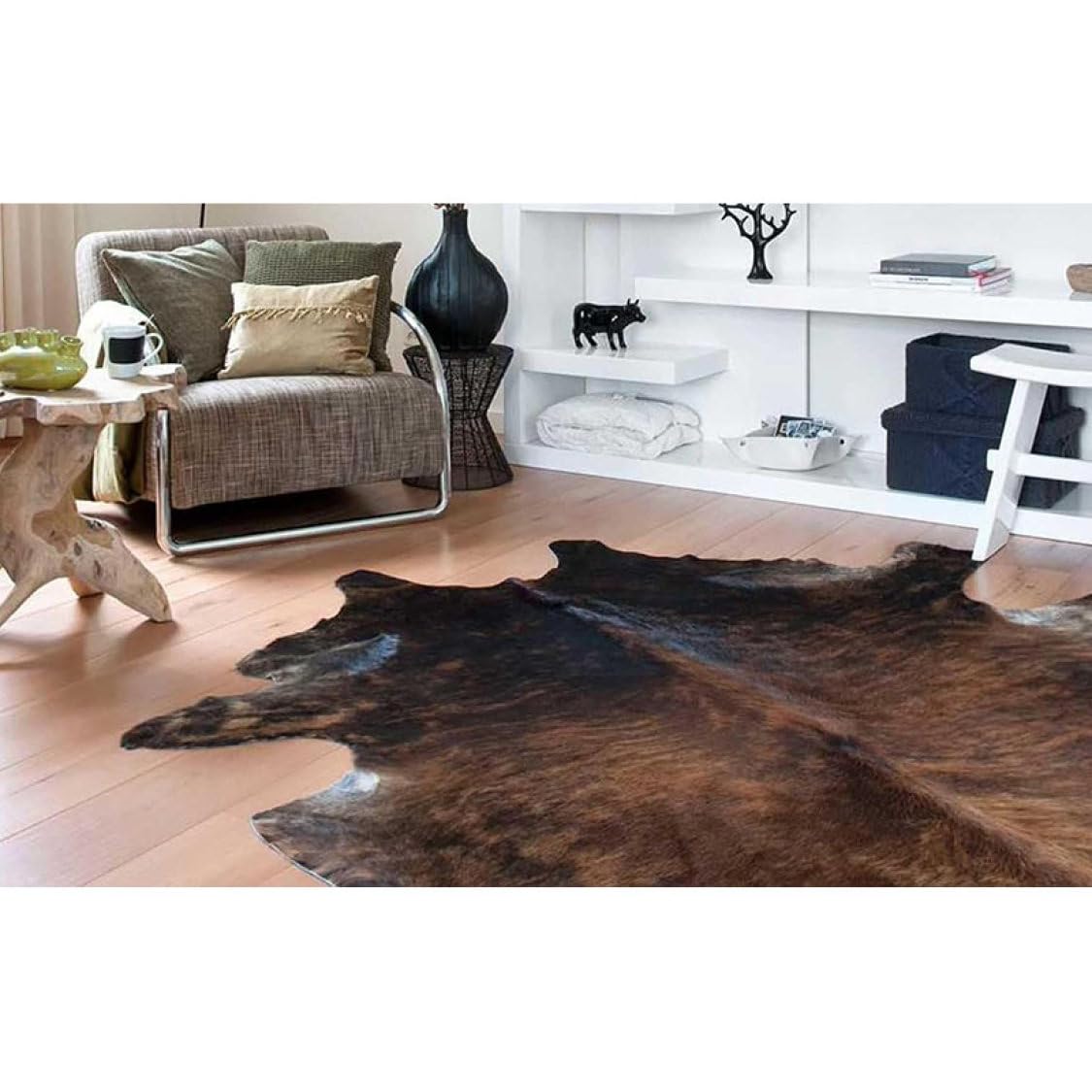 Amazon｜ZANQS 本物 ブラジル産牛革ラグ 本物 牛柄ラグ 裏地は滑り